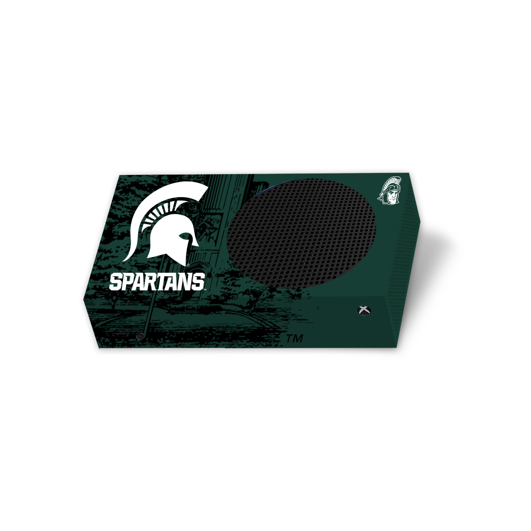 Michigan State Xbox X/S VarsityWrapz - Close-up of console wrap material