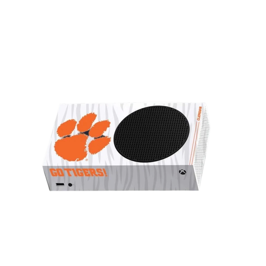 Clemson Tigers Xbox VarsityWrapz - Close-up of console wrap material