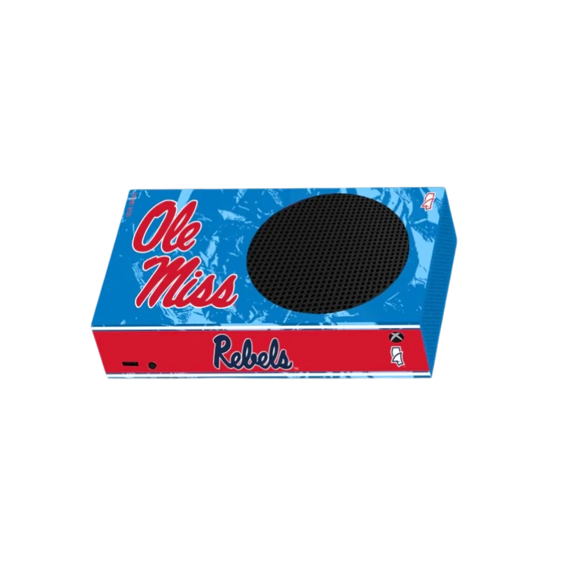 Ole Miss Xbox VarsityWrapz - Close-up of console wrap material